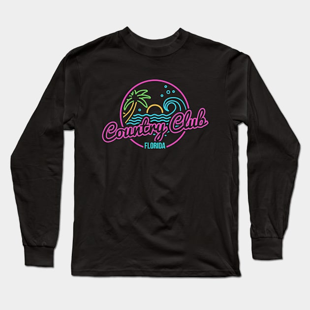 Neon Beach Country Club Florida Long Sleeve T-Shirt by walaodesigns